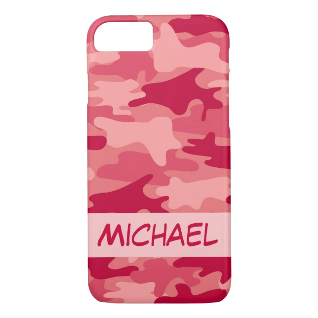 Roter Camouflage-Tarnungs-Name personalisiert Case-Mate iPhone Hülle (Rückseite)