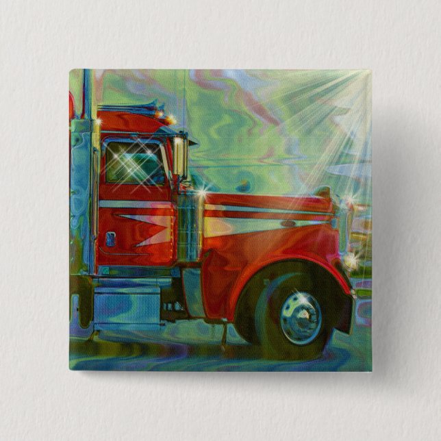 ROTER CARGO TRUCK BIG RIG TRUCKER Button (Vorderseite)