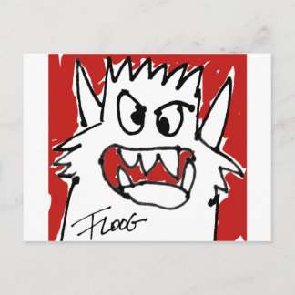 Roter Cartoon Monster Postkarte