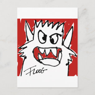 Roter Cartoon Monster Postkarte