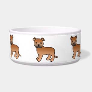 Roter Cartoon Staffordshire Bull Terrier Napf