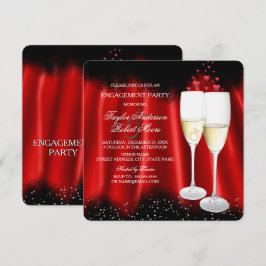 Roter Champagnerring Engagement Party Herz Einladung