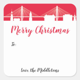 Roter Charleston Skyline - Heiliger Stadturlaub Quadratischer Aufkleber