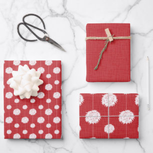 Roter Chef Pom Pom Muster Geschenkpapier Set