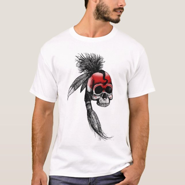 Roter Cherokee Schädel T-Shirt (Vorderseite)
