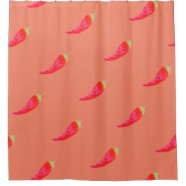 Roter Chili Handgestrichene Aquarellfarben Paprika Duschvorhang