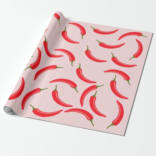 Roter Chili-Muster Geschenkpapier (Ungerollt)