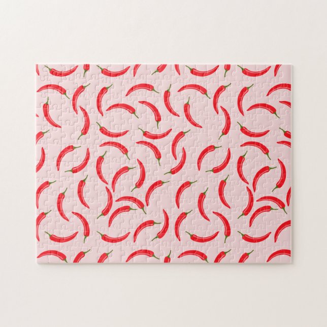 Roter Chili-Muster Puzzle (Horizontal)