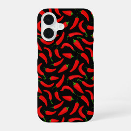 Roter Chili Paprikaschoten auf schwarz iPhone 16 Hülle