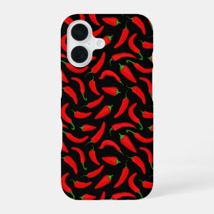 Roter Chili Paprikaschoten auf schwarz iPhone 16 Hülle