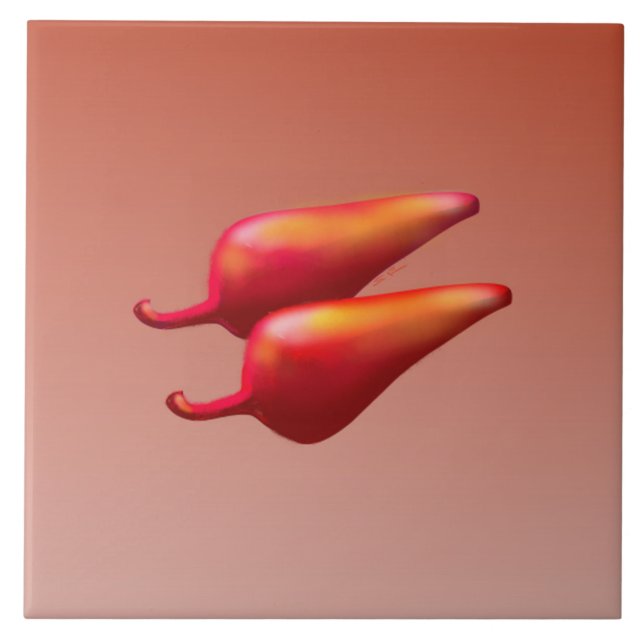 Roter Chili Paprikaschoten große Fliesen (Vorderseite)