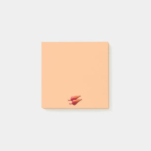 Roter Chili Paprikaschoten Orangentafeln Post-it Klebezettel