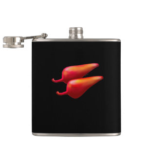 Roter Chili Paprikaschoten, schwarz umhüllter Kolb Flachmann
