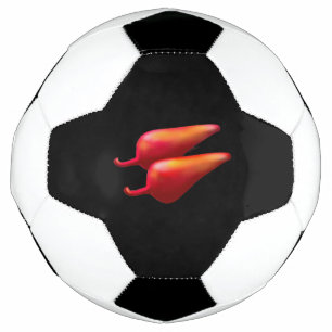 Roter Chili Paprikaschoten Schwarzer Fußball