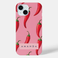 Roter Chili Pepper-Muster auf rosa Hintergrund