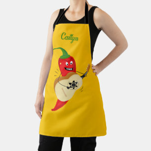 Roter Chili Pfeffer Gitarrenspass spielen Schürze