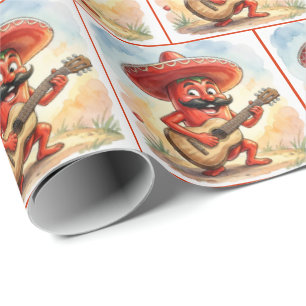 Roter Chili-Pfeffer-Gitarrist Geschenkpapier