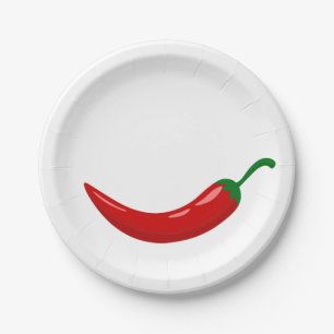 Roter Chili Pfeffer Pappteller