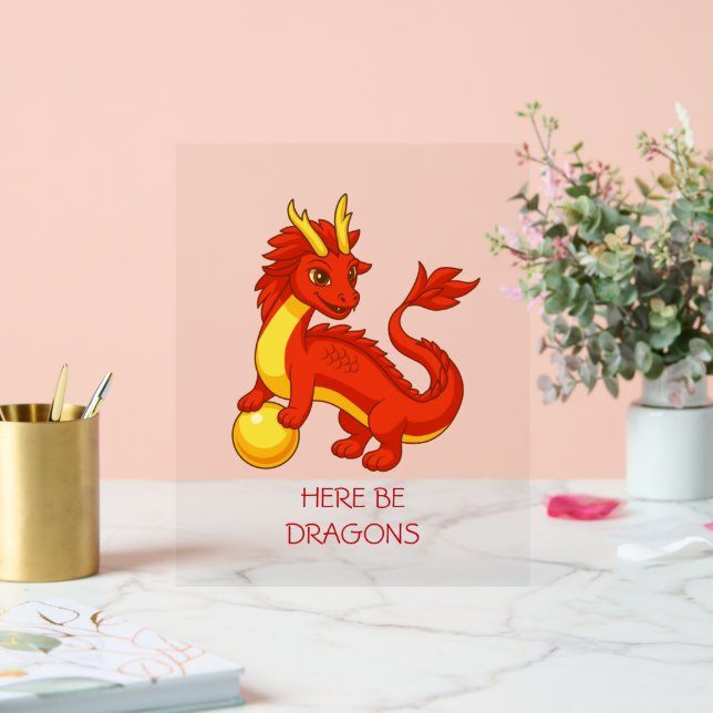 Roter chinesischer Drache Acrylschild (Hochzeit)