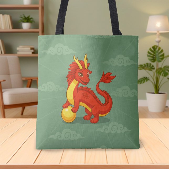 Roter chinesischer Drache auf Grün (Von Creator hochgeladen)