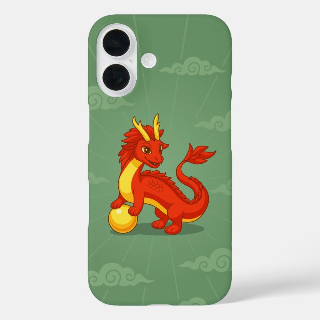 Roter chinesischer Drache auf Grün Case-Mate iPhone Hülle (Rückseite)