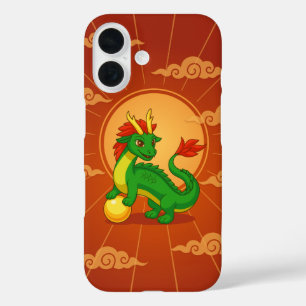 Roter chinesischer Drache auf Rot iPhone 16 Hülle