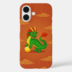 Roter chinesischer Drache auf Rot iPhone 16 Hülle