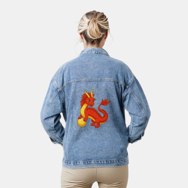 Roter chinesischer Drache Jeansjacke (Modell)