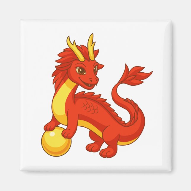 Roter chinesischer Drache Magnet (Vorne)