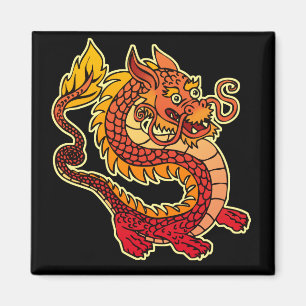 Roter chinesischer Drache-Magnet Magnet