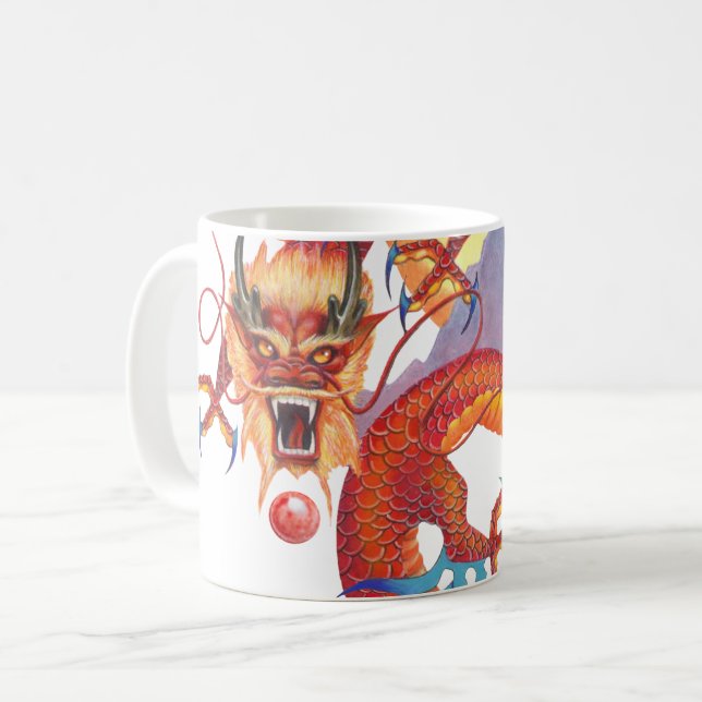 Roter chinesischer Drache Tasse (Vorderseite Links)