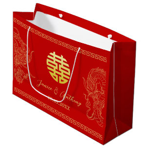 Roter chinesischer Hochzeitdrache Phoenix traditio Große Geschenktüte