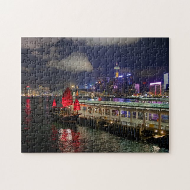 Roter chinesischer Kram in Hong Kong am Puzzle (Horizontal)