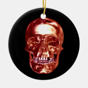 Roter Chrome Skull Ornament