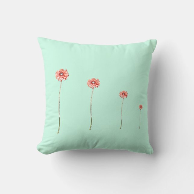 Roter Chrysanthemum Gerbera Blume Kissen (Vorderseite)