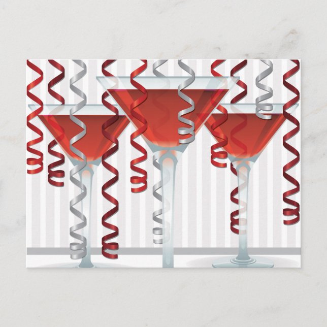 Roter Cocktail und Band Postkarte (Vorderseite)