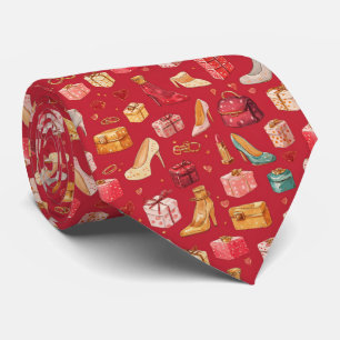 Roter Coquette-Weihnachts-Glamour-Muster Krawatte