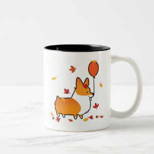 Roter Corgi-Fall in Herbst-Tasse CorgiThings Zweifarbige Tasse