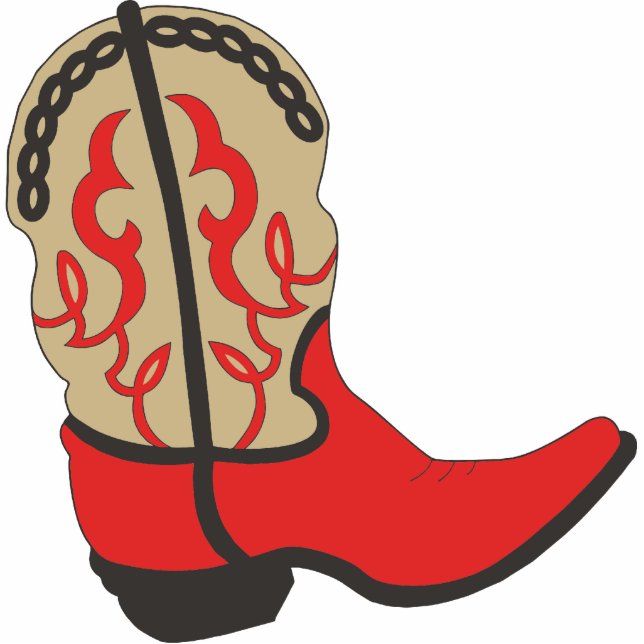 Roter Cowboystiefel Freistehende Fotoskulptur (Vorne)