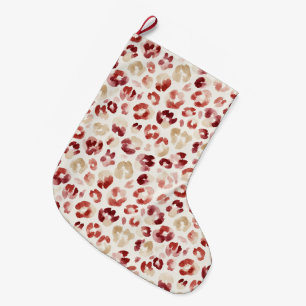 Roter Creme Leoparden-Druck Weihnachten Großer Weihnachtsstrumpf