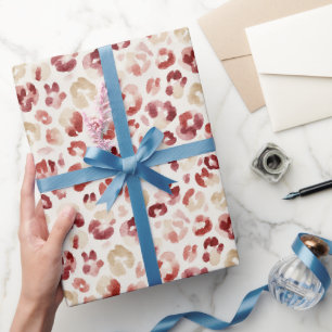 Roter Creme-Leoparden-Tierdruck Geschenkpapier