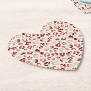 Roter Creme-Leoparden-Tierdruck Untersetzer