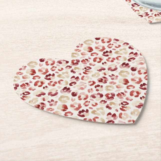Roter Creme-Leoparden-Tierdruck Untersetzer (angewinkelt)