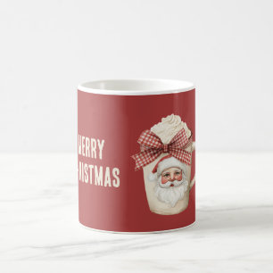 Roter Creme-Weihnachtsmann-Gesicht Roter Schleifen Kaffeetasse