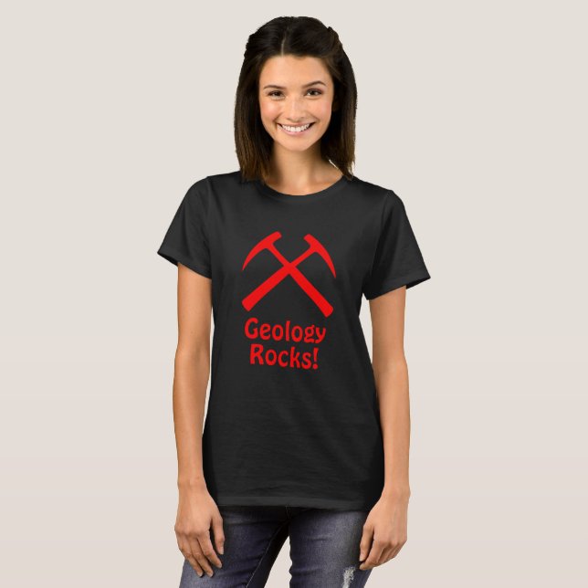Roter Crossed Rock Hammers T - Shirt mit Text (Vorne ganz)