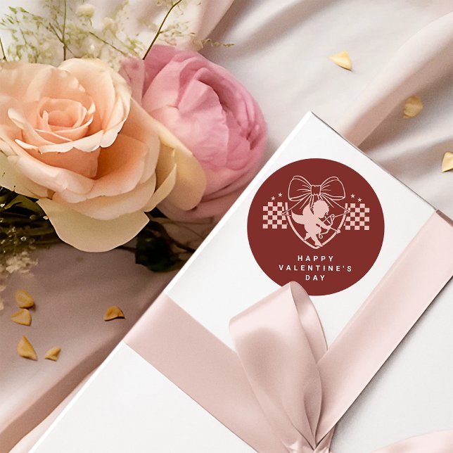 Roter Cupid Single Valentinstag Party Runder Aufkleber (Von Creator hochgeladen)