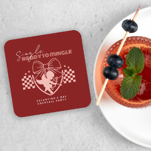 Roter Cupid-Singles Valentinstag Party  Rechteckiger Pappuntersetzer