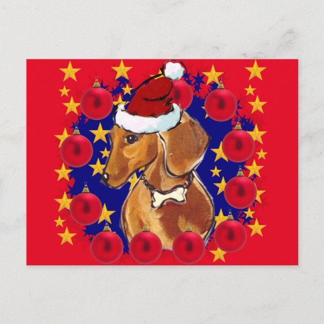 ROTER DACHSCHUND POSTKARTE (Vorderseite)