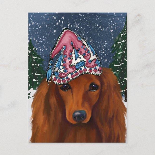 ROTER DACHSCHUND               POSTKARTE (Vorderseite)