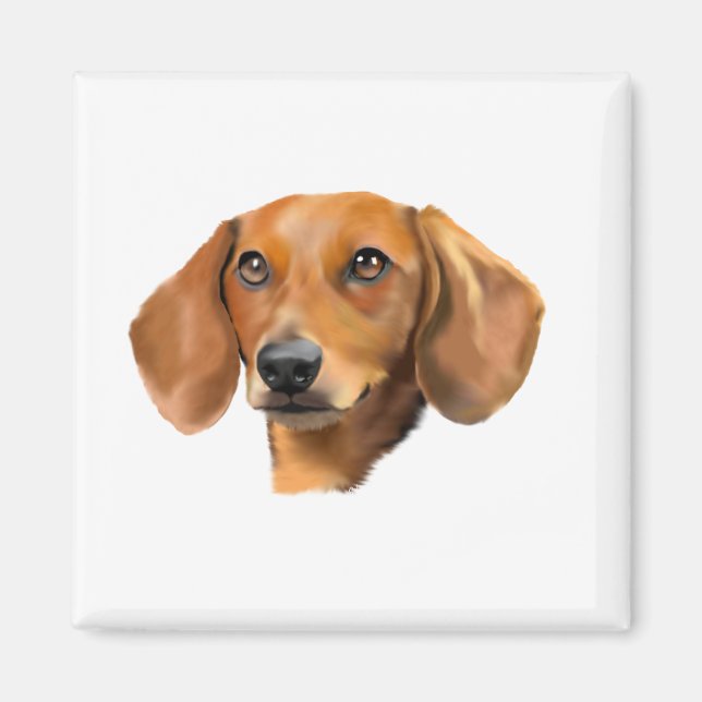 Roter Dachshund Hund Magnet (Vorne)